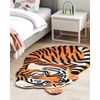 Alfombra Infantil De Lana Con Estampado De Tigre 100 X 155 Cm Algodón Revestido A Mano Habitación Infantil Naranja Shere - Naranja