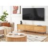 Mueble Tv Moderno Minimalista Aparador Metal Negro Patas 3 Puertas Compartimento Madera Clara Nikea - Madera Clara