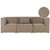 Sofá 3 Plazas De Pana Asiento Modular Moderno Gris Pardo Lemvig - Beige