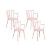 Conjunto De 4 Sillas De Comedor Sala De Estar Minimalista Moderno Asiento De Piel Sintética Acolchado Rosa Con Reposabrazos Morill - Rosa