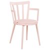 Conjunto De 4 Sillas De Comedor Sala De Estar Minimalista Moderno Asiento De Piel Sintética Acolchado Rosa Con Reposabrazos Morill - Rosa