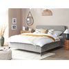 Cama De Tela 180 X 200 Clásico Minimalista Cabecero Patas De Metal Negras Dormitorio Gris Claro Valognes - Gris