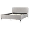 Cama De Tela 180 X 200 Clásico Minimalista Cabecero Patas De Metal Negras Dormitorio Gris Claro Valognes - Gris