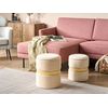 Conjunto De 2 Pufs De Terciopelo Beige Crema Ratán Almacenaje Dormitorio Medford - Beige