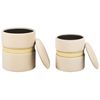 Conjunto De 2 Pufs De Terciopelo Beige Crema Ratán Almacenaje Dormitorio Medford - Beige