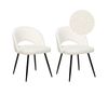 Conjunto De 2 Sillas De Comedor Modernas Tapicería De Tela Bouclé Respaldo Rebajado Asiento Salón Comedor Blanco Onaga - Blanco