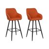 Conjunto De 2 Sillas De Bar De Poliéster Naranja Negro Acolchado Reposabrazos Darien - Naranja