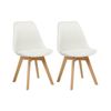 Conjunto De 2 Sillas De Comedor De Poliéster Blanco Crema Madera Clara Dakota Ii - Blanco