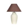 Lámpara Cerámica Beige Terracota Base Mesita De Noche De Luz Con Pantalla De Tela De Lino Forma De Tambor Negro Rodeiro - Beige