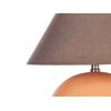 Lámpara Cerámica Base Terracota Mesita De Noche De Luz Con Pantalla De Tela De Lino Forma De Tambor Naranja Limia - Naranja