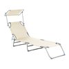 Tumbona Reclinable Para Patio Jardín Con Parasol Acero Plegable Blanco Crema Foligno - Blanco