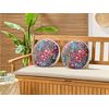 Conjunto De 2 Cojines De Jardín Almohada De Exterior ⌀ 40 Cm Poliéster Motivo Floral Multicolor Castelaro - Multicolor