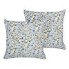 Conjunto De 2 Cojines De Jardín Almohada De Exterior 45 X 45 Cm Poliéster Motivo Floral Azul Valloria - Azul