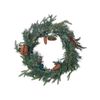 Corona De Navidad Con Piñas Sintéticas Y Bayas Para Puerta Con Luces Led 60 Cm Verde Kamerun - Verde