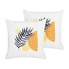 Conjunto De 2 Cojines De Jardín Almohada De Exterior 45 X 45 Cm Poliéster Motivo Hojas Blanco Viozene - Blanco