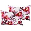 Conjunto De 2 Cojines De Jardín Almohada De Exterior 40 X 60 Cm Poliéster Motivo Floral Blanco Y Rosa Lanrosso - Blanco