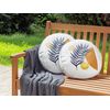 Conjunto De 2 Cojines De Jardín Almohada De Exterior ⌀ 40 Cm Poliéster Motivo Hojas Blanco Viozene - Blanco