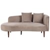 Chaise Lounge Terciopelo Derecho Tapicería Patas Madera Oscura Cojines Diseño Moderno Gris Pardo Chaumont - Beige