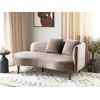 Chaise Lounge Terciopelo Derecho Tapicería Patas Madera Oscura Cojines Diseño Moderno Gris Pardo Chaumont - Beige