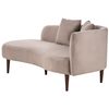 Chaise Lounge Terciopelo Derecho Tapicería Patas Madera Oscura Cojines Diseño Moderno Gris Pardo Chaumont - Beige