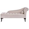 Chaise Longue Tapizado En Terciopelo Beige Claro Con Cojín Decorativo Y Espacio De Almacenaje Derecho Moderno Pessac - Beige