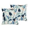 Conjunto De 2 Cojines De Jardín Almohada De Exterior 45 X 45 Cm Poliéster Estampado Hojas Azul Veglino - Azul