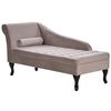 Chaise Longue Tapizado En Terciopelo Gris Claro Con Cojín Decorativo Y Espacio De Almacenaje Derecho Moderno Pessac - Beige