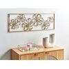 Decoración Moderna De Pared Arte De Hierro 90 X 31 Cm Pieza Decorativa Hecha A Mano Diseño Floral Dorado Cerium - Dorado