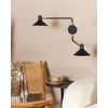 Lámpara De Pared Moderna Aplique 2 Luces Iluminación Pantalla Tambor Metal Acero Ajustable Con Elementos Dorados Negro Kadassa - Negro