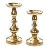 Conjunto De 2 Candeleros Brillantes Metálicos Glamour Candelabros Para Velas Gruesas Dorado Dirin - Dorado