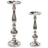 Conjunto De 2 Candeleros Brillantes Metálicos Glamour Candelabros Plateado Damru - Plateado