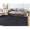 Alfombra De Yute Negro 200 X 300 Cm Para Pasillo Rectangular Tejida A Mano Con Borlas Decorativas Sinankoy - Negro