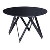 Mesa De Cocina Moderna Redonda Tablero Brillante Mdf Patas Base Acero 120 Cm Negro Oxhill - Negro