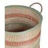 Cesta Boho Tejida A Mano Decorativa Almacenaje Con Asas Tapa Hierba Marina Accesorio Natural Patrón Sadec - Natural