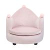 Silla Tapizado De Terciopelo Diseño Sillón En Forma De Corona Con Reposabrazos Afelpado Muebles Para Niños Rosa Vega - Rosa