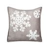 Cojín De Terciopelo Estampado Navidad Copo De Nieve 45 X 45 Cm Funda De Algodón Extraíble Relleno Poliéster Gris Blanco Murraya - Gris