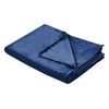 Funda De Manta Pesada Moderna Tejido Liso Poliéster Textil Dormitorio 100 X 150 Cm Azul Marino Rhea - Azul