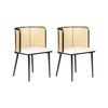 Conjunto De 2 Sillas De Comedor Retro Asiento De Tela Estructura Metálica Efecto Madera Trenza Vienesa Negro Kobuk - Negro