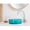 Lavabo Sobre Encimera De Baño Redondo Solid Surface Transparente 36 Cm Turquesa Tolosa - Transparente