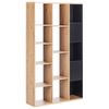 Estantería Moderna Minimalista De 5 Niveles Librería Expositor Almacenamiento 99 X 26 X 175 Cm Negro Con Madera Clara Bangor - Madera Clara