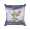 Conjunto De 2 Cojines Almohada Decorativa De Terciopelo Bordada A Mano Con Pájaro Cuadrado 45 X 45 Cm Gris Ruellia - Gris