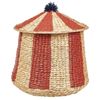 Cesta De Mimbre De Fibra De Jacinto De Agua Con Forma De Tienda De Circo Beige Y Rojo Kimberley - Natural