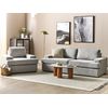 Conjunto De Sala De Estar Clásico 4 Plazas Sofá Sillón Tapizado Tela Poliéster Con Sillón Respaldo Acolchado Grueso Acolchado Gris Claro Alla - Gris