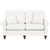 Sofá 2 Plazas Tapizado En Tela Beige Arena Estilo Chesterfield Con Respaldo Bajo Ginnerup - Blanco