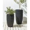 Conjunto De 2 Macetas De Ratán Sintético Para Interior Y Exterior Con Inserto Negro Cedrus - Negro