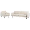 Conjunto De Sala De Estar 3 Plazas Estilo Retro Moderno Sofá Y Sillón De Tela Beige Claro Patas Negras Vinterbro - Beige