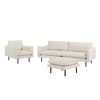 Conjunto De Sala De Estar 3 Plazas Estilo Retro Moderno Sofá Sillón Otomana De Tela Beige Claro Patas Negras Vinterbro - Beige