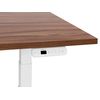 Escritorio De Altura Regulable Eléctrico Oficina Moderna Patas Cuadradas 120 X 72 Cm Tablero Madera Oscura Soporte De Acero Blanco Destines - Madera Oscura