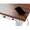 Escritorio De Altura Regulable Eléctrico Oficina Moderna Patas Cuadradas 180 X 80cm Tablero Madera Oscura Soporte De Acero Blanco Destines - Madera Oscura