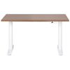 Escritorio De Altura Regulable Eléctrico Diseño Moderno Patas Redondas 120 X 72 Cm Tablero Madera Oscura Soporte De Acero Blanco Destinas - Madera Oscura